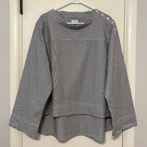 J. Crew Women's Plus L/S Striped Funnel Neck Popover Shirt Top Blouse Sz 24/3X